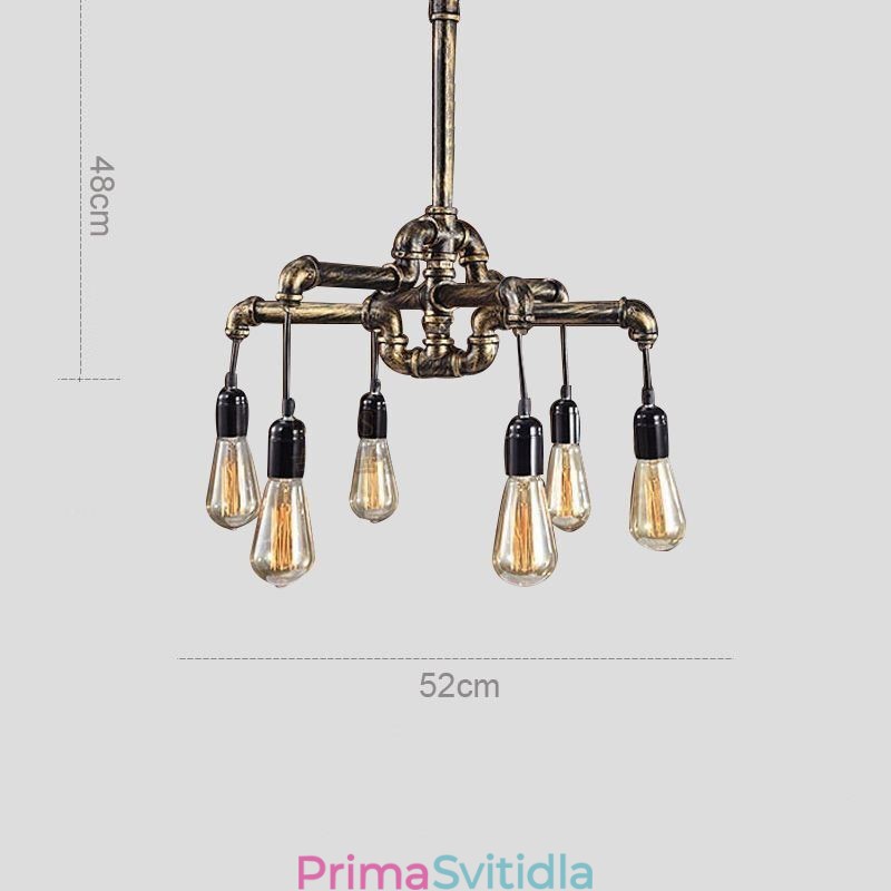 6 Light Retro Industrial Vintage Závěsný lustr na vodní dýmku ve venkovském rustikálním stylu