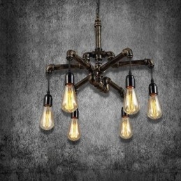 6 Light Retro Industrial Vintage Závěsný lustr na vodní dýmku ve venkovském rustikálním stylu