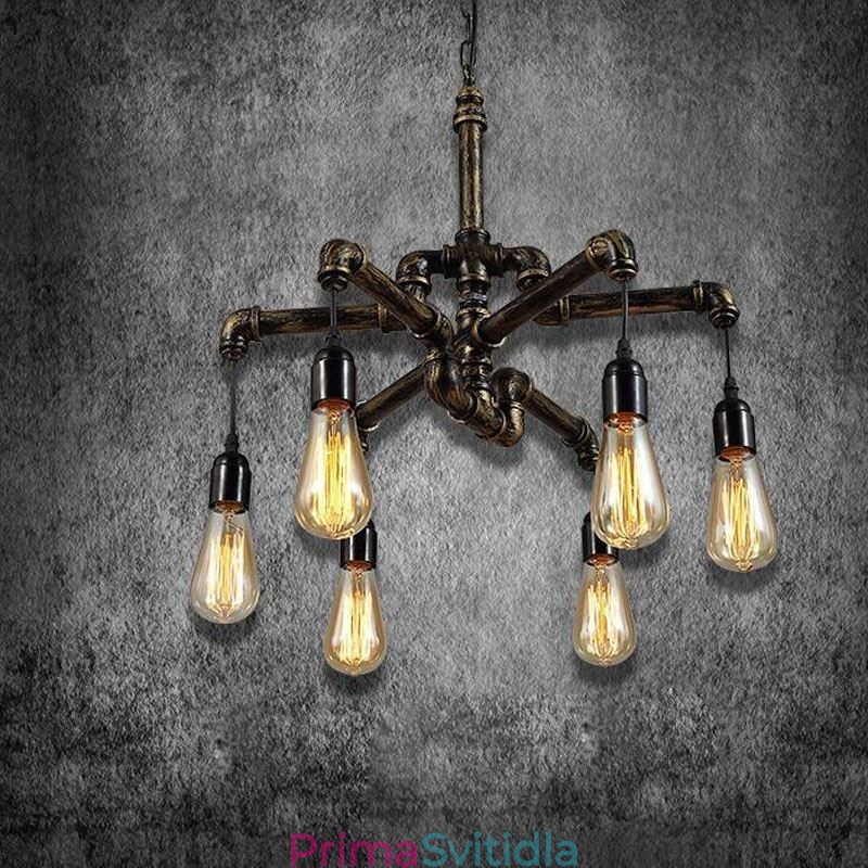 6 Light Retro Industrial Vintage Závěsný lustr na vodní dýmku ve venkovském rustikálním stylu