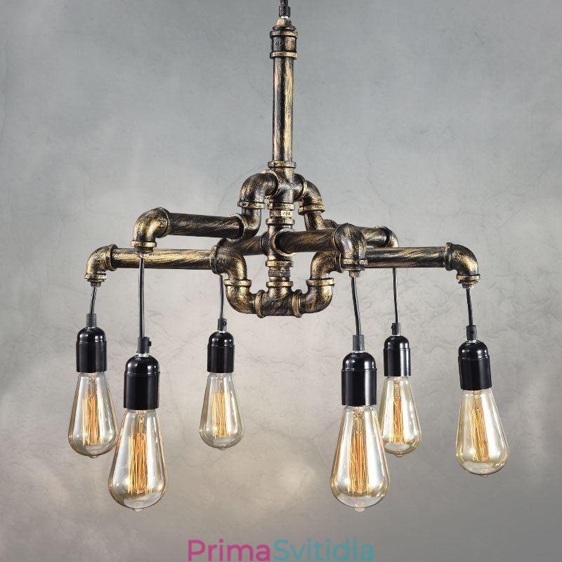 6 Light Retro Industrial Vintage Závěsný lustr na vodní dýmku ve venkovském rustikálním stylu