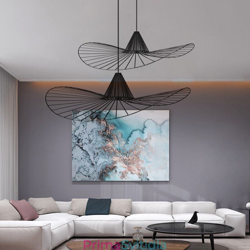 Železné závěsné světlo Jednoduchá lampa se slaměným kloboukem 1 světlo