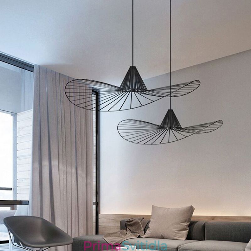 Železné závěsné světlo Jednoduchá lampa se slaměným kloboukem 1 světlo