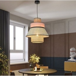 1 Lehké šaty Stínidlo Závěsná lampa Bambusová vazba osvětlení