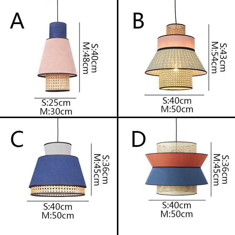 1 Lehké šaty Stínidlo Závěsná lampa Bambusová vazba osvětlení