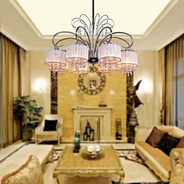 Moderní moderní křišťálový chromový kovový lustr