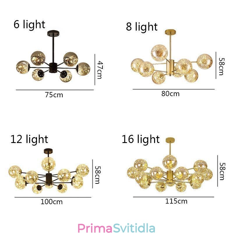 Závěsné svítidlo Magic Bean Skleněná koule v severském stylu Závěsné světlo Gypsophila