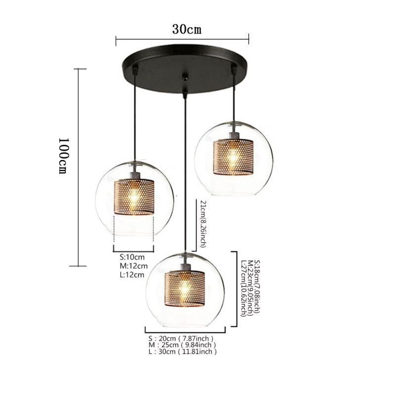 Minimalistické závěsné svítidlo Glass Cluster 3 Světelný stropní světelný ostrov