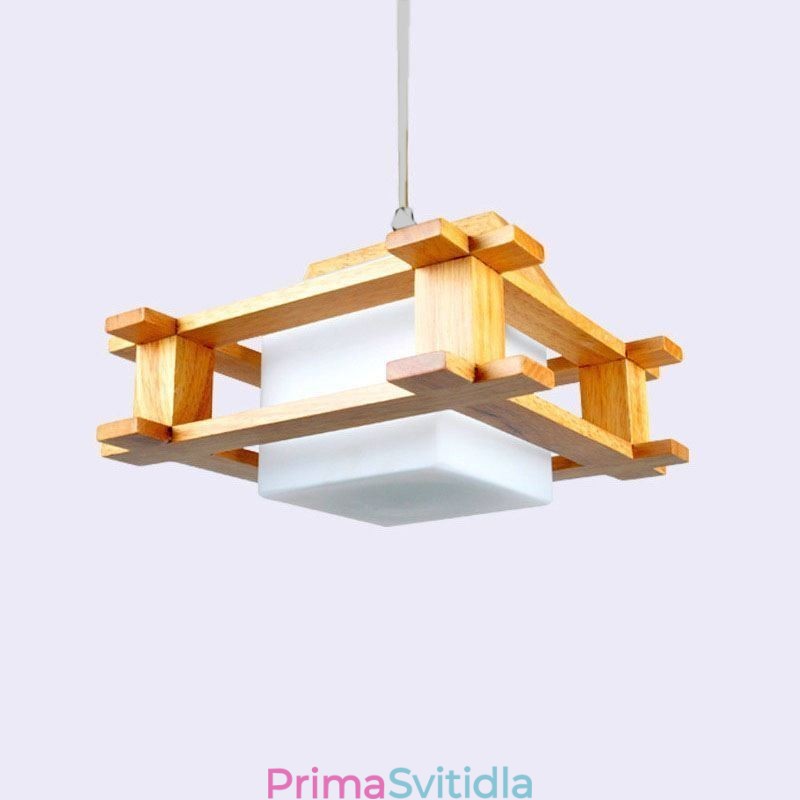 Závěsná dubová lampa v severském stylu s matným sklem stínu lampy Cafe