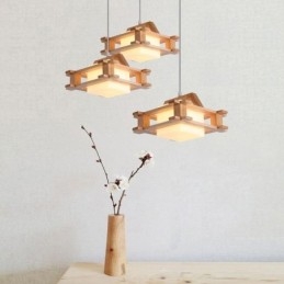 Závěsná dubová lampa v severském stylu s matným sklem stínu lampy Cafe