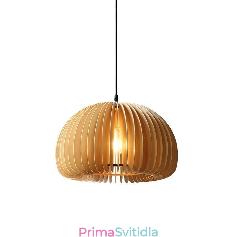 Závěsná lampa z lipového dřeva v retro stylu