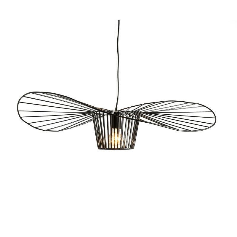 Železná závěsná lampa se slaměným kloboukem 1 světlo
