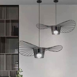 Železná závěsná lampa se slaměným kloboukem 1 světlo
