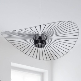 Železná závěsná lampa se slaměným kloboukem 1 světlo