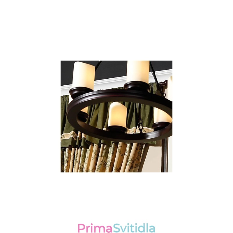 Vintage lustr 6 světel z oceli a skla