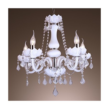 Elegantní křišťálový lustr s 5 světly v bílé barvě Elegantní křišťálový lustr s 5 světly v bílé barvě