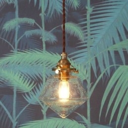 1 Light Diamond Glass Pendant Light Bubble Glass Light Fix