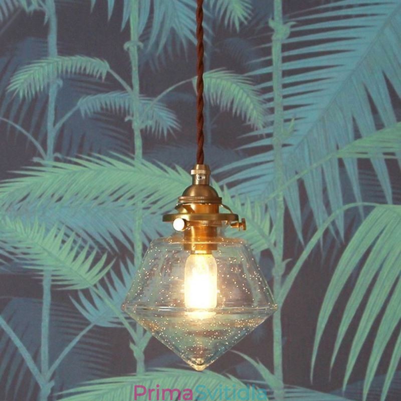 1 Light Diamond Glass Pendant Light Bubble Glass Light Fix