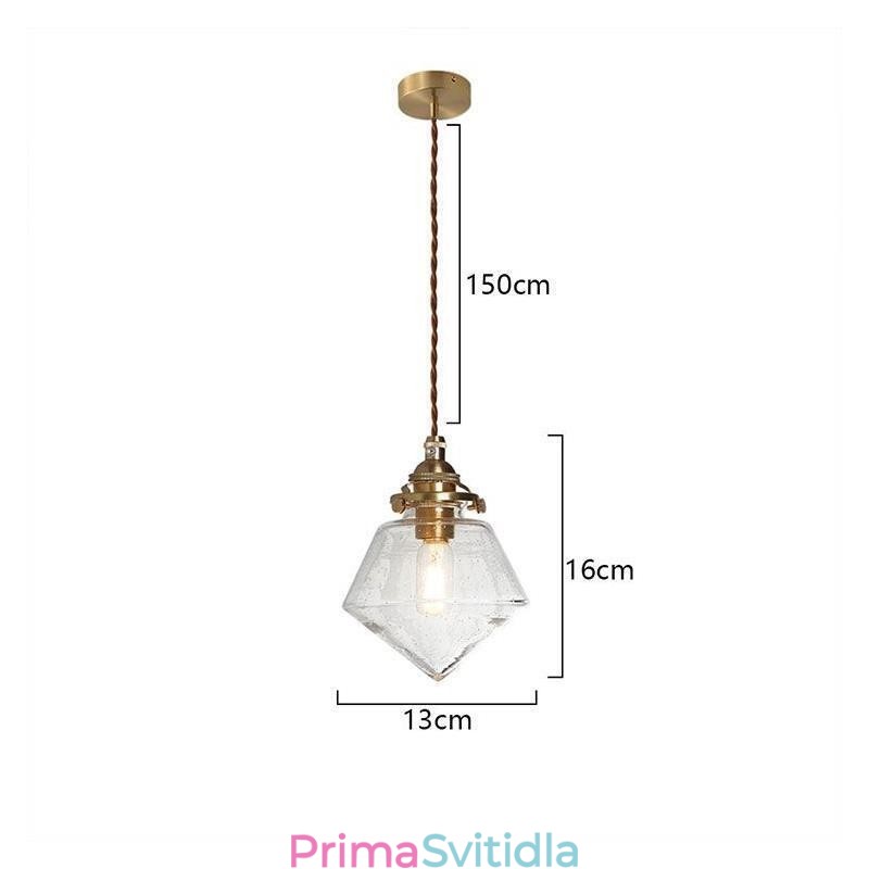 1 Light Diamond Glass Pendant Light Bubble Glass Light Fix