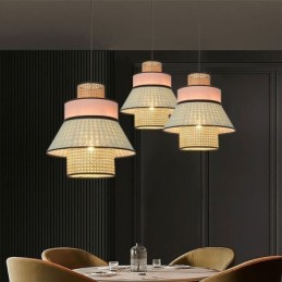 1 Lehké šaty Stínidlo Závěsná lampa Bambusová vazba osvětlení
