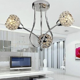 Moderní zapuštěný držák Shining 3 Light v křišťálovém designu