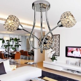 Moderní zapuštěný držák Shining 3 Light v křišťálovém designu