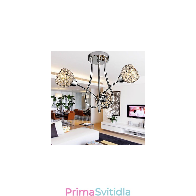 Moderní zapuštěný držák Shining 3 Light v křišťálovém designu