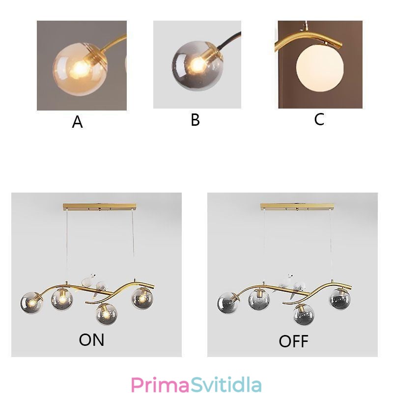 Moderní minimalistické pobočkové závěsné svítidlo se 4 lampami dekorativní světlo