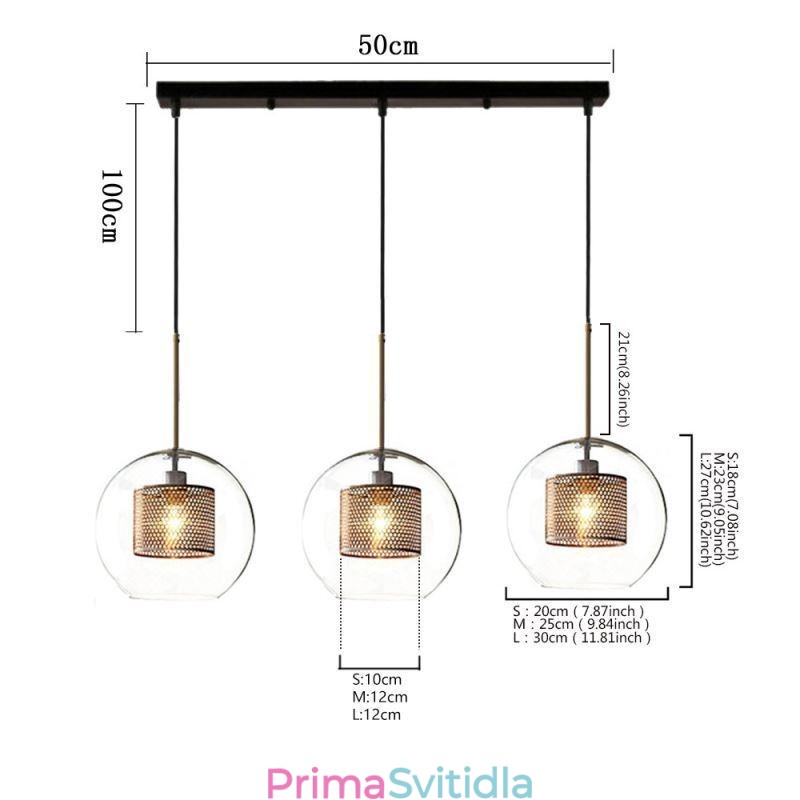 Minimalistické závěsné svítidlo Glass Cluster 3 Světelný stropní světelný ostrov