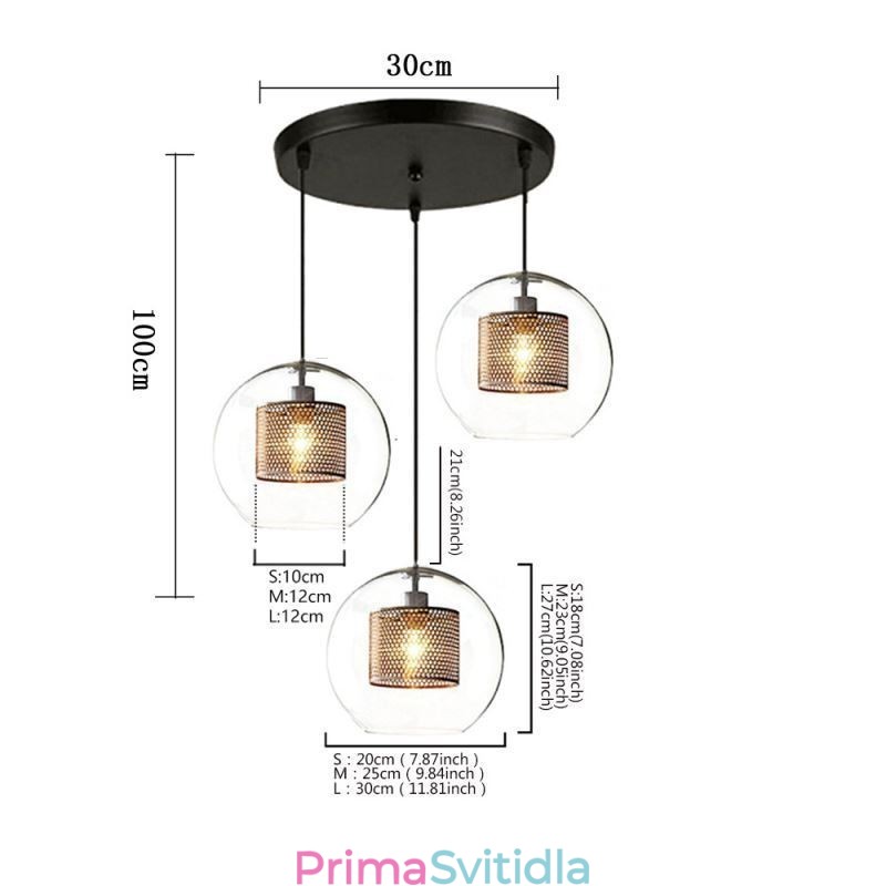 Minimalistické závěsné svítidlo Glass Cluster 3 Světelný stropní světelný ostrov