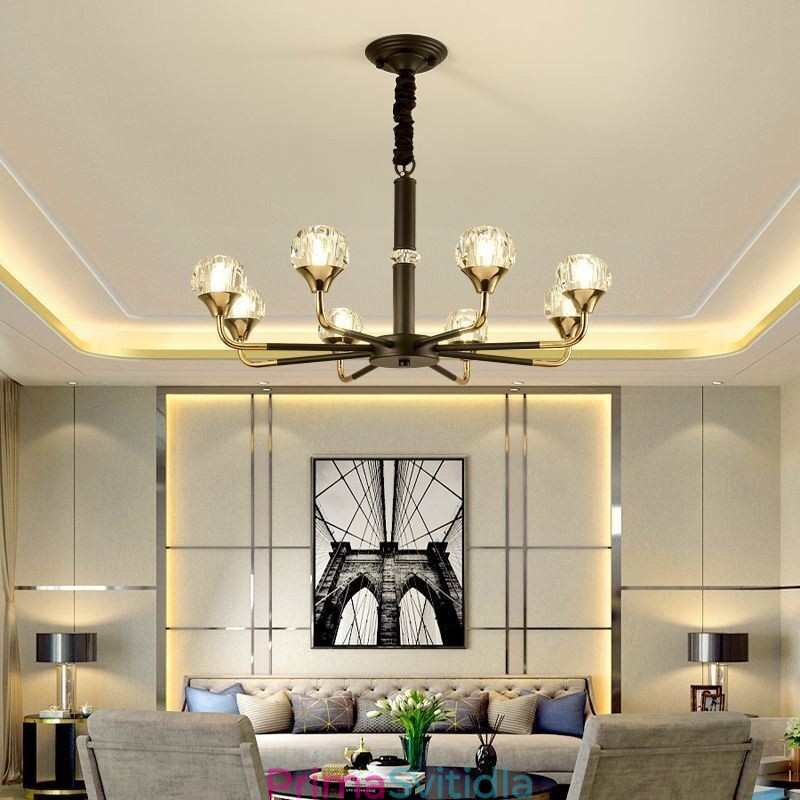 Moderní křišťálové závěsné svítidlo Elegantní křišťálový lustr