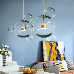 Závěsné světlo Skleněná bublina Stropní světlo s přechodem zelená lampa
