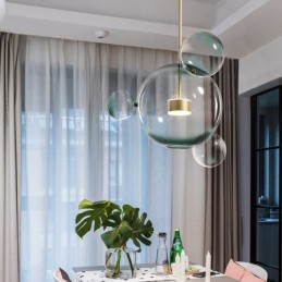 Závěsné světlo Skleněná bublina Stropní světlo s přechodem zelená lampa