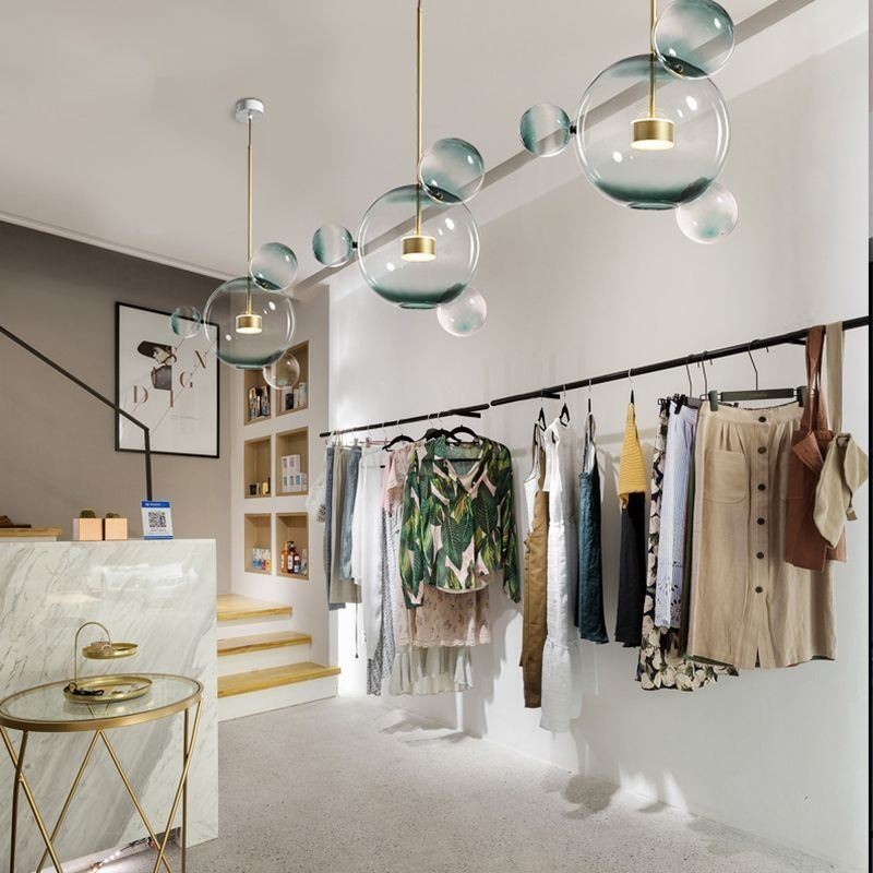 Závěsné světlo Skleněná bublina Stropní světlo s přechodem zelená lampa