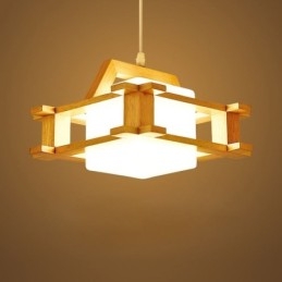 Závěsná dubová lampa v severském stylu s matným sklem stínu lampy Cafe
