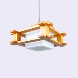 Závěsná dubová lampa v severském stylu s matným sklem stínu lampy Cafe