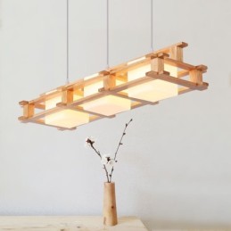 Creative 3 světla dubová závěsná lampa dekorativní dřevěné stropní osvětlení kavárna