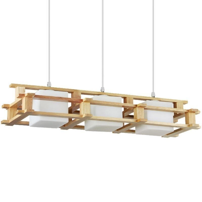 Creative 3 světla dubová závěsná lampa dekorativní dřevěné stropní osvětlení kavárna