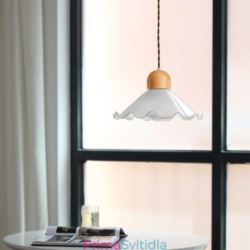 Moderní závěsné svítidlo z krajkového skla s jednou hlavou