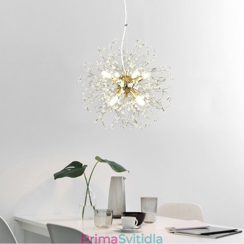 Elegantní závěsné svítidlo Pampeliška Crystal