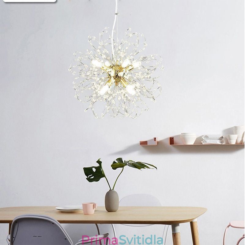 Elegantní závěsné svítidlo Pampeliška Crystal