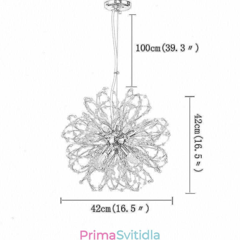 Elegantní závěsné svítidlo Pampeliška Crystal