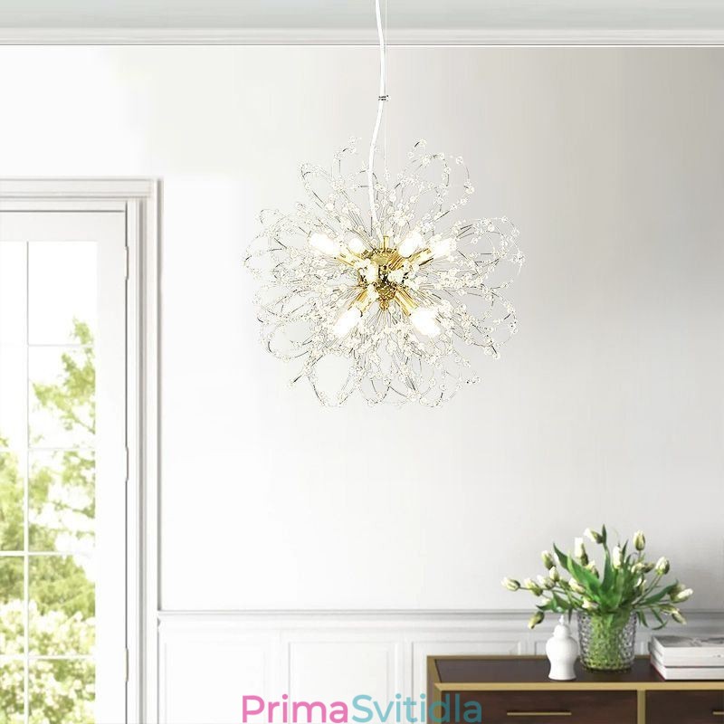 Elegantní závěsné svítidlo Pampeliška Crystal