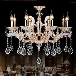 Luxusní svítidla ze zinkové slitiny Candle Crystal Pendant v evropském stylu