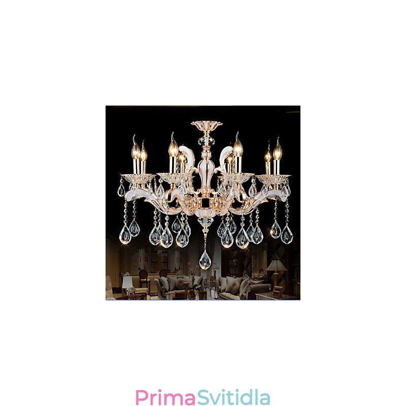 Luxusní svítidla ze zinkové slitiny Candle Crystal Pendant v evropském stylu