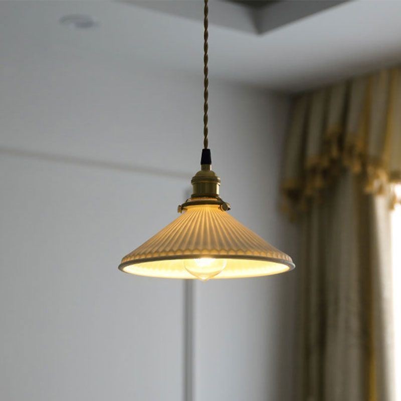 Retro skládaná závěsná lampa z keramiky japonského stylu