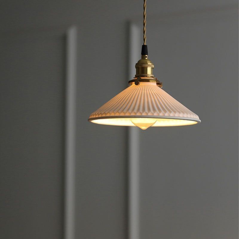 Retro skládaná závěsná lampa z keramiky japonského stylu