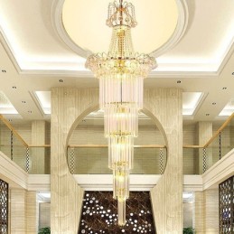 Elegantní dlouhý závěsný křišťálový lustr