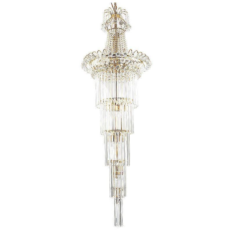 Elegantní dlouhý závěsný křišťálový lustr