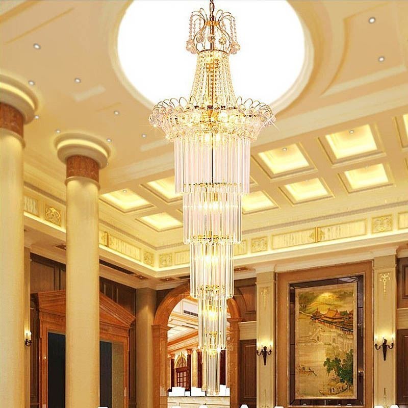 Elegantní dlouhý závěsný křišťálový lustr