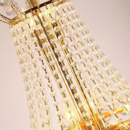 Elegantní dlouhý závěsný křišťálový lustr
